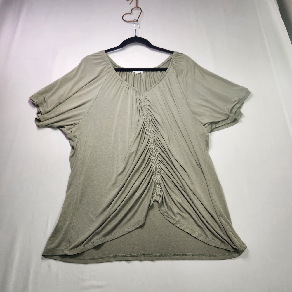 ⭐️Thread & Clover Boho Sage Green Ruched Front Flutter Sleeve Top 3XL Plus